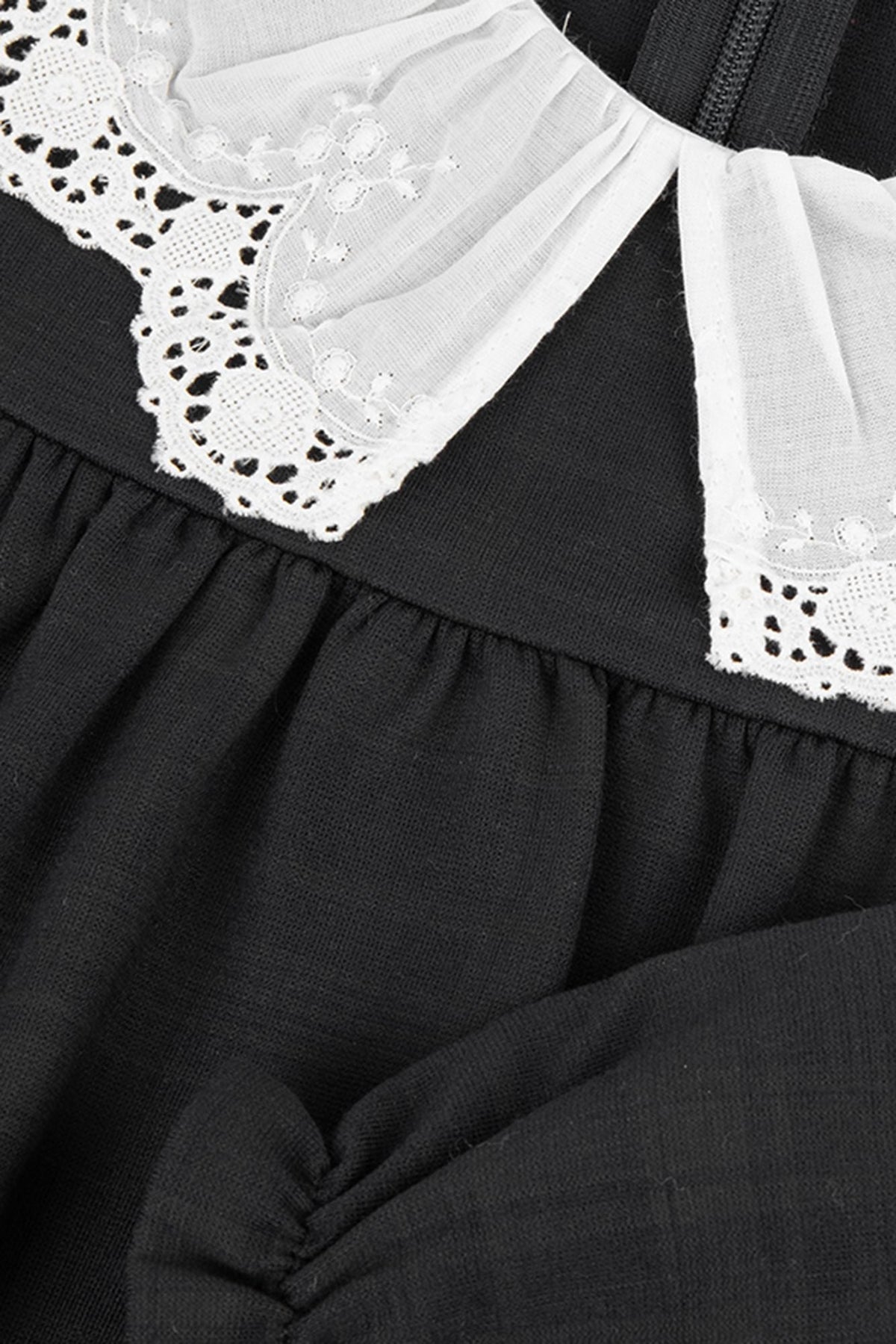 Robe Jardin d'hiver à col claudine brodé - Anthracite