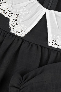 Anthracite / Robe Jardin D'Hiver À Col Claudine Brodé - Anthracite