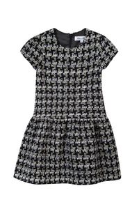 Marine / Robe Jardin D'Hiver Pied De Poule - Marine