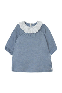 Robe Preppy hivernal en laine mélangée - Bleu pensée