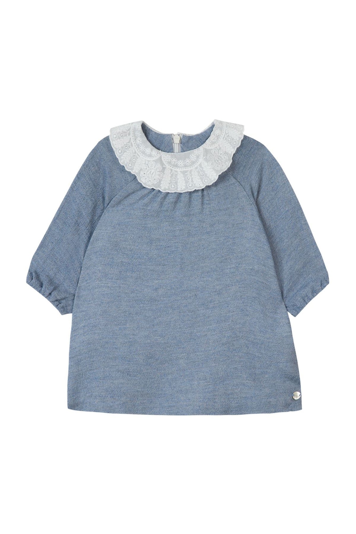 Robe Preppy hivernal en laine mélangée - Bleu pensée