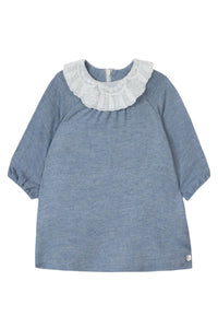 Robe Preppy hivernal en laine mélangée - Bleu pensée