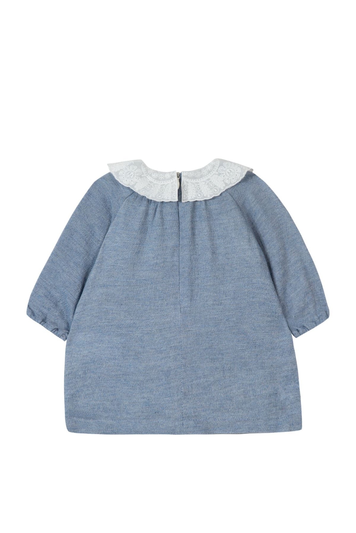 Robe Preppy hivernal en laine mélangée - Bleu pensée