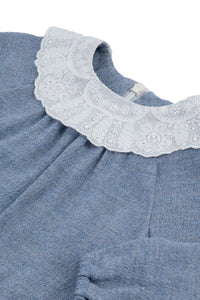 Robe Preppy hivernal en laine mélangée - Bleu pensée