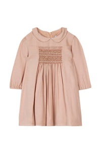 Robe Cérémonie broderies à col claudine - Rose thé spécial