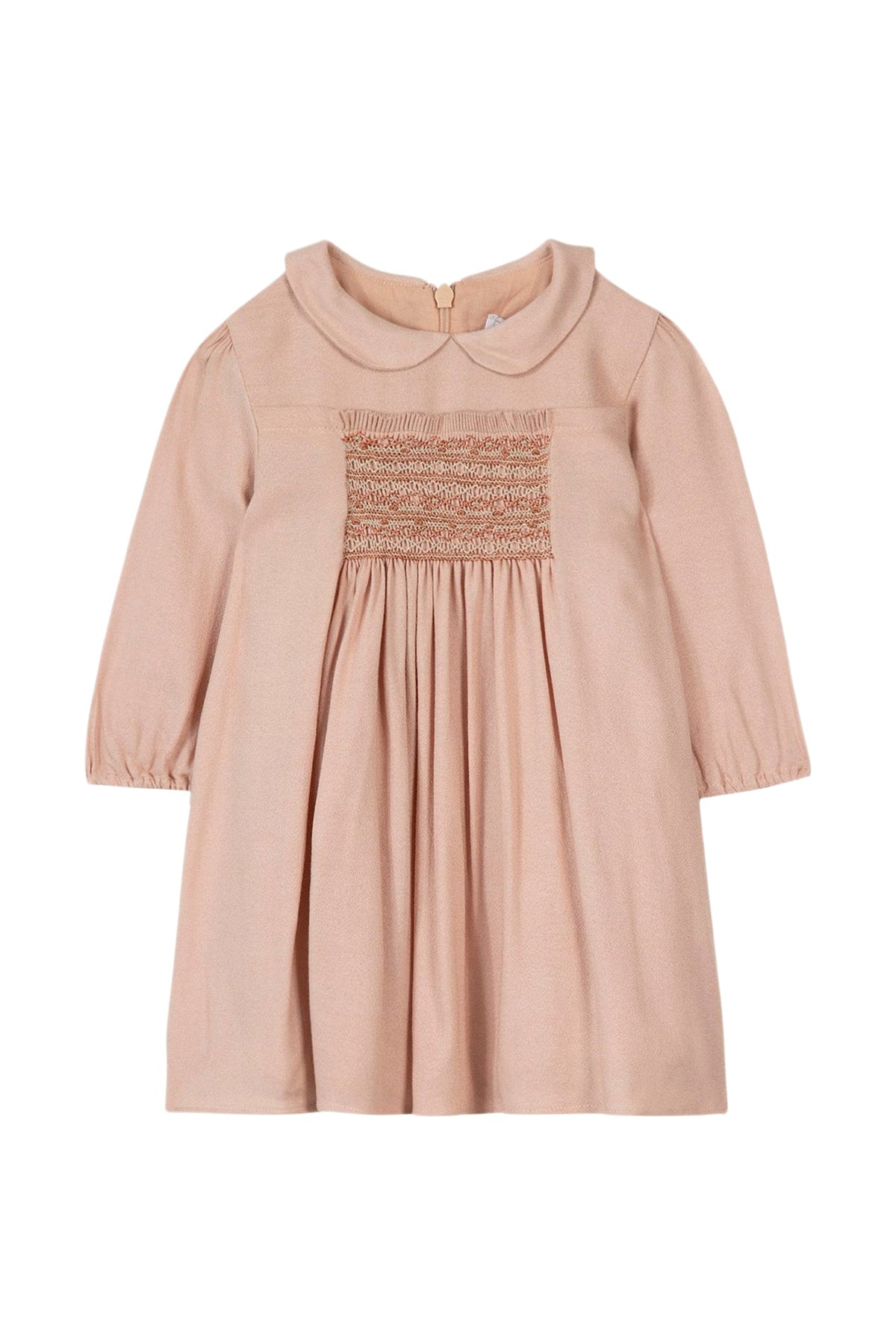 Robe Cérémonie broderies à col claudine - Rose thé spécial