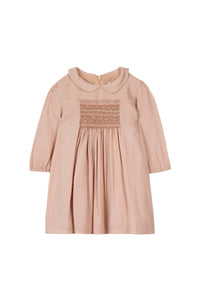 Robe Cérémonie broderies à col claudine - Rose thé spécial