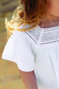 Baby Fleur D'Hibiscus linen blend T-shirt - White