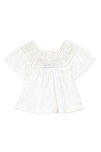 Baby Fleur D'Hibiscus linen blend T-shirt - White