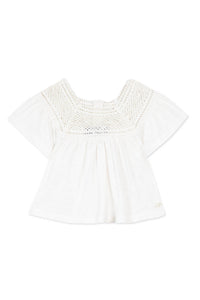 T-shirt Baby Fleur D'Hibiscus en lin mélangé - Blanc