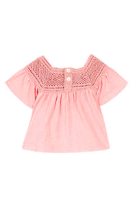 T-shirt Baby Promenade Romantique en lin mélangé - Litchi