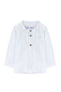 Baby Avenue De La Mer shirt in mixed linen - Azur