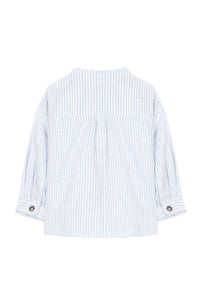 Baby Avenue De La Mer shirt in mixed linen - Azur