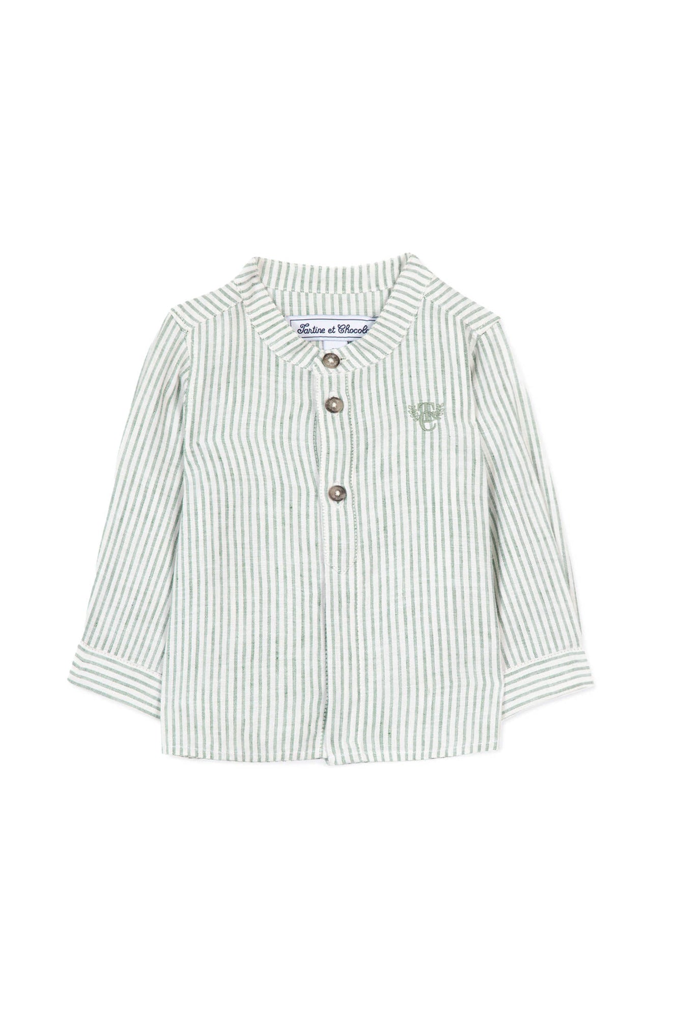 Jardin Secret Baby shirt in linen mix - Laurel