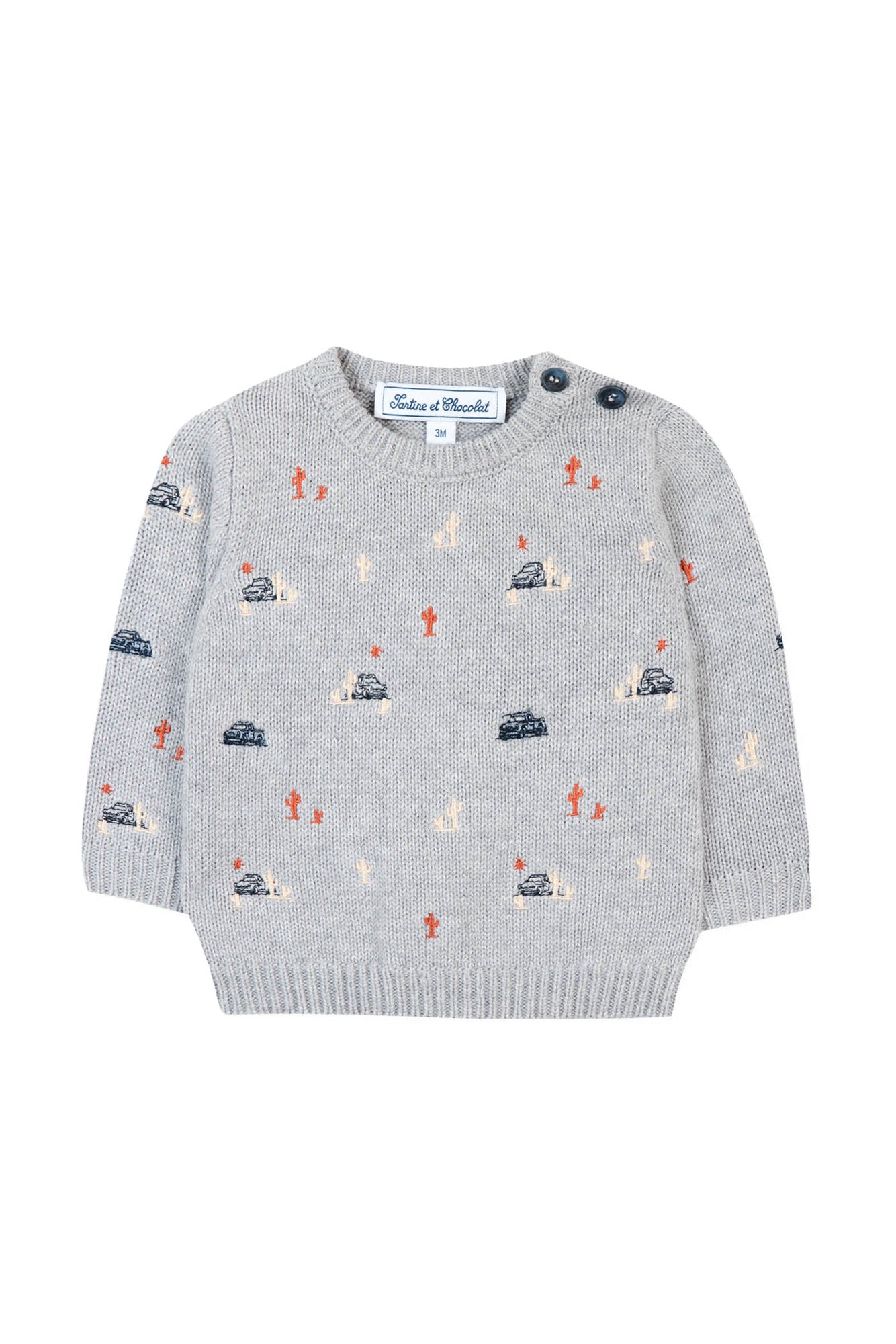 Baby Road Trip jumper - Mottled Light Grey