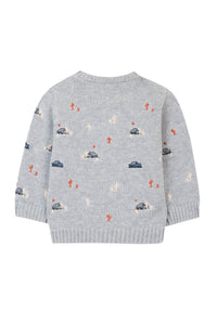 Baby Road Trip jumper - Mottled Light Grey