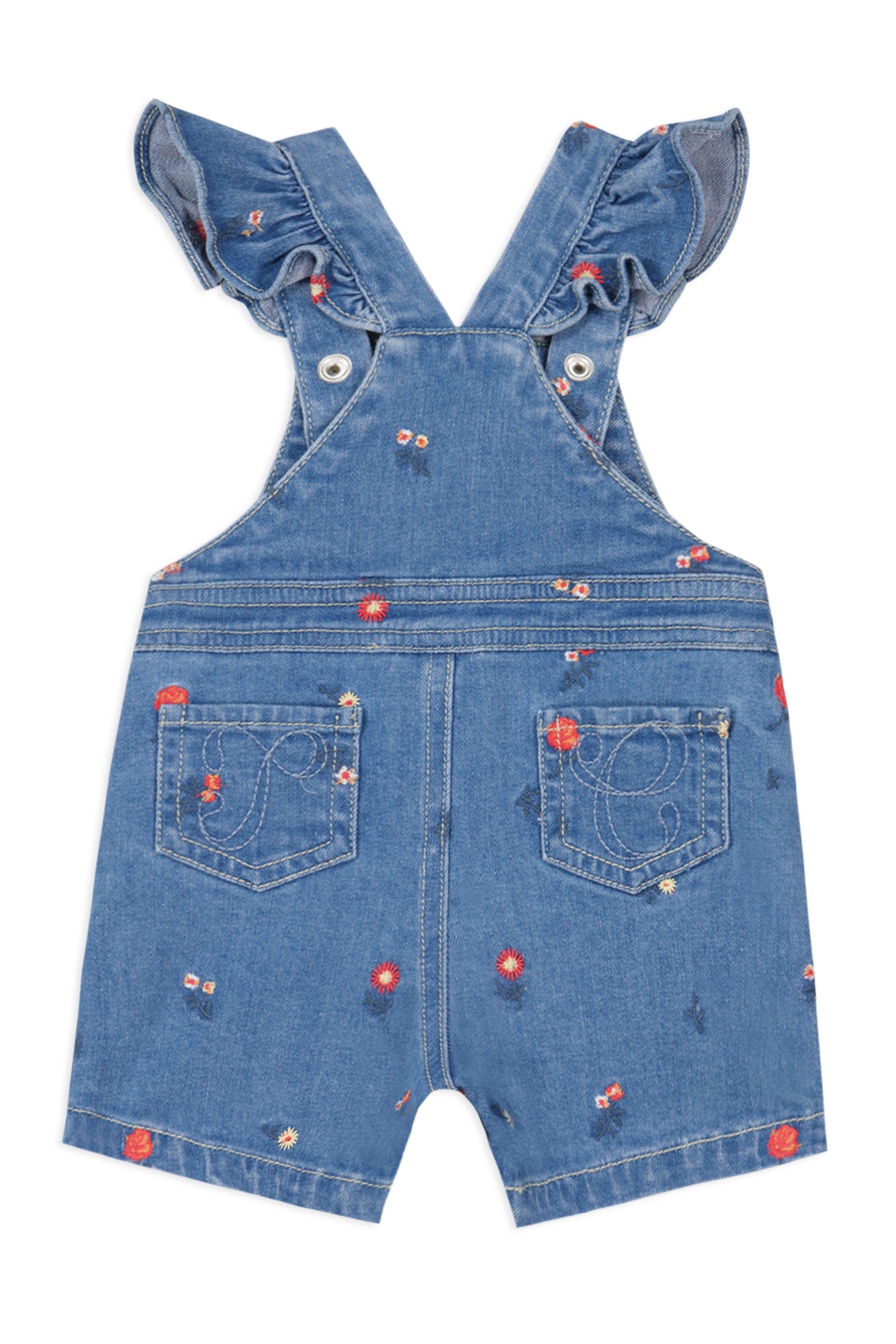 Fleur D'Hibiscus Baby Dungarees - Denim