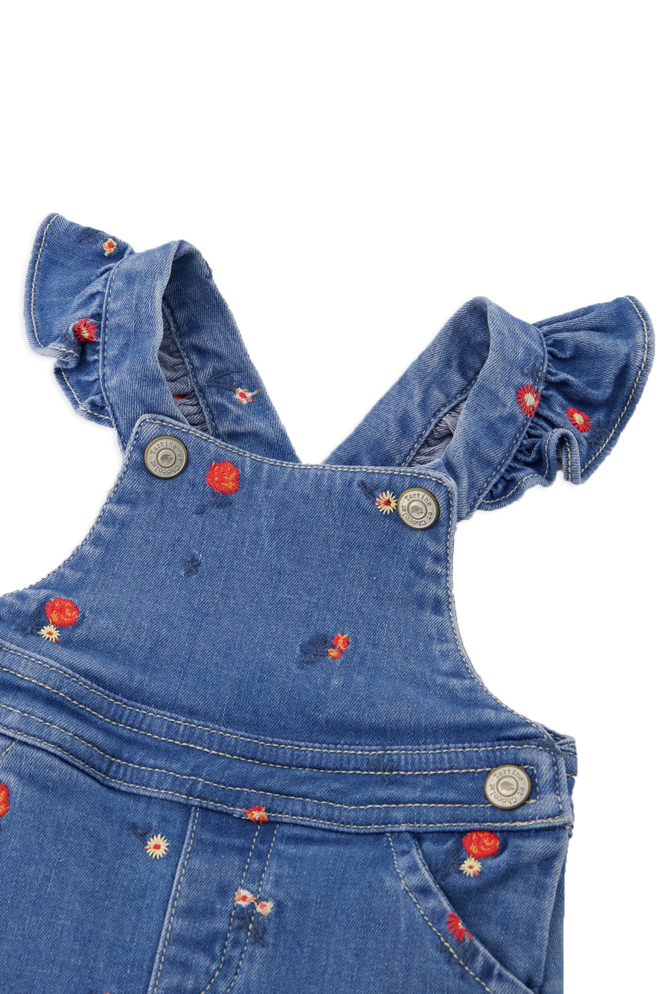 Fleur D'Hibiscus Baby Dungarees - Denim