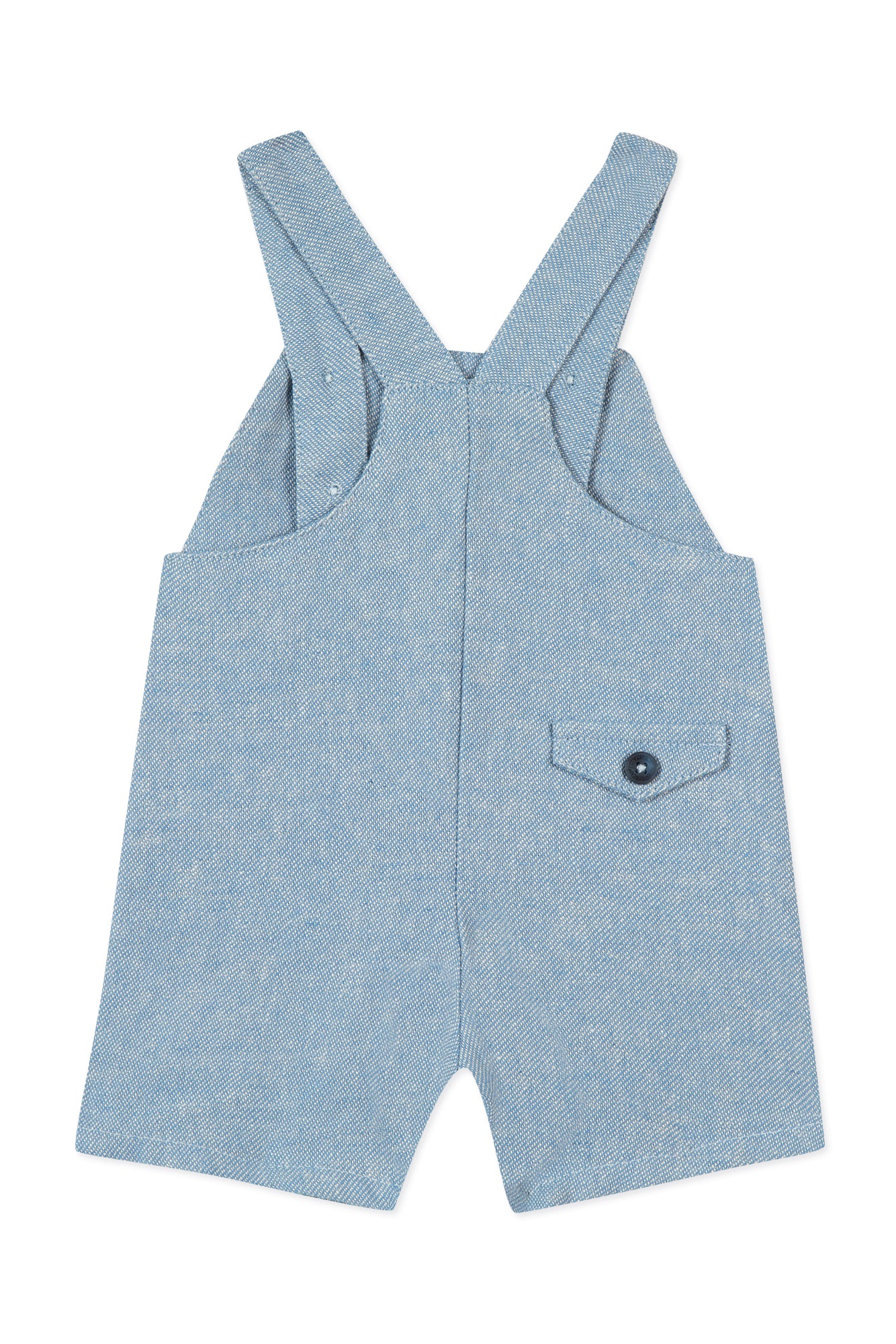 Baby Avenue De La Mer dungarees in mixed linen - Azur