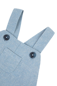 Baby Avenue De La Mer dungarees in mixed linen - Azur