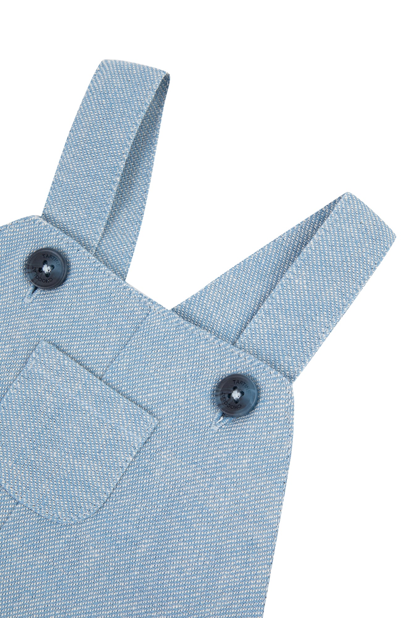 Baby Avenue De La Mer dungarees in mixed linen - Azur