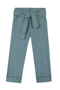 Promenade Romantique Linen Trousers - Celadon Green