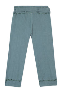Promenade Romantique Linen Trousers - Celadon Green