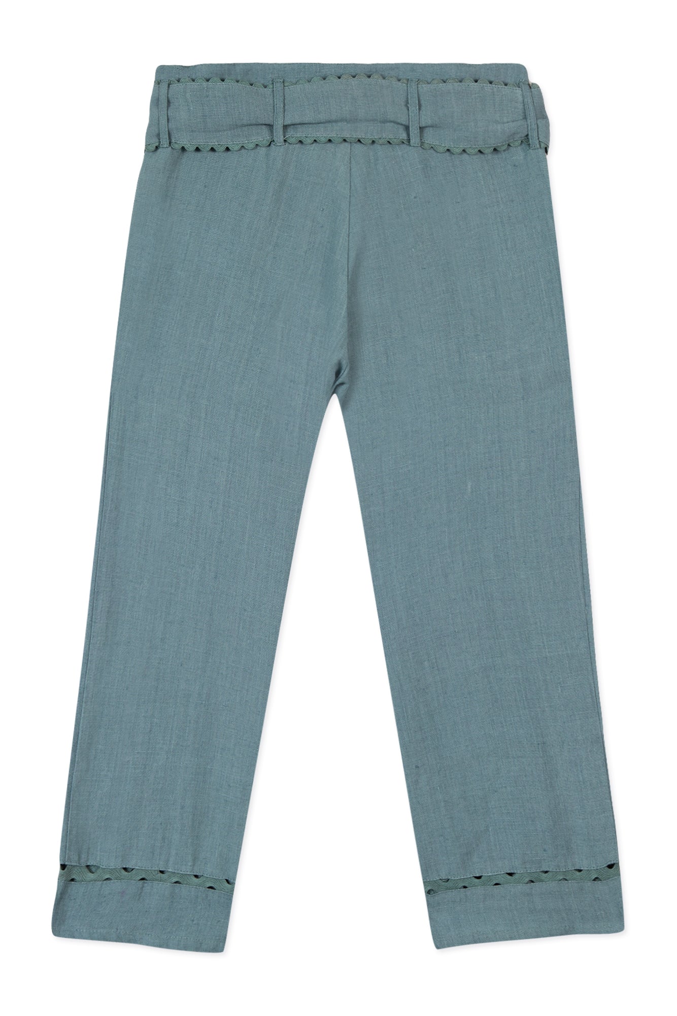 Promenade Romantique Linen Trousers - Celadon Green