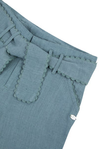 Promenade Romantique Linen Trousers - Celadon Green