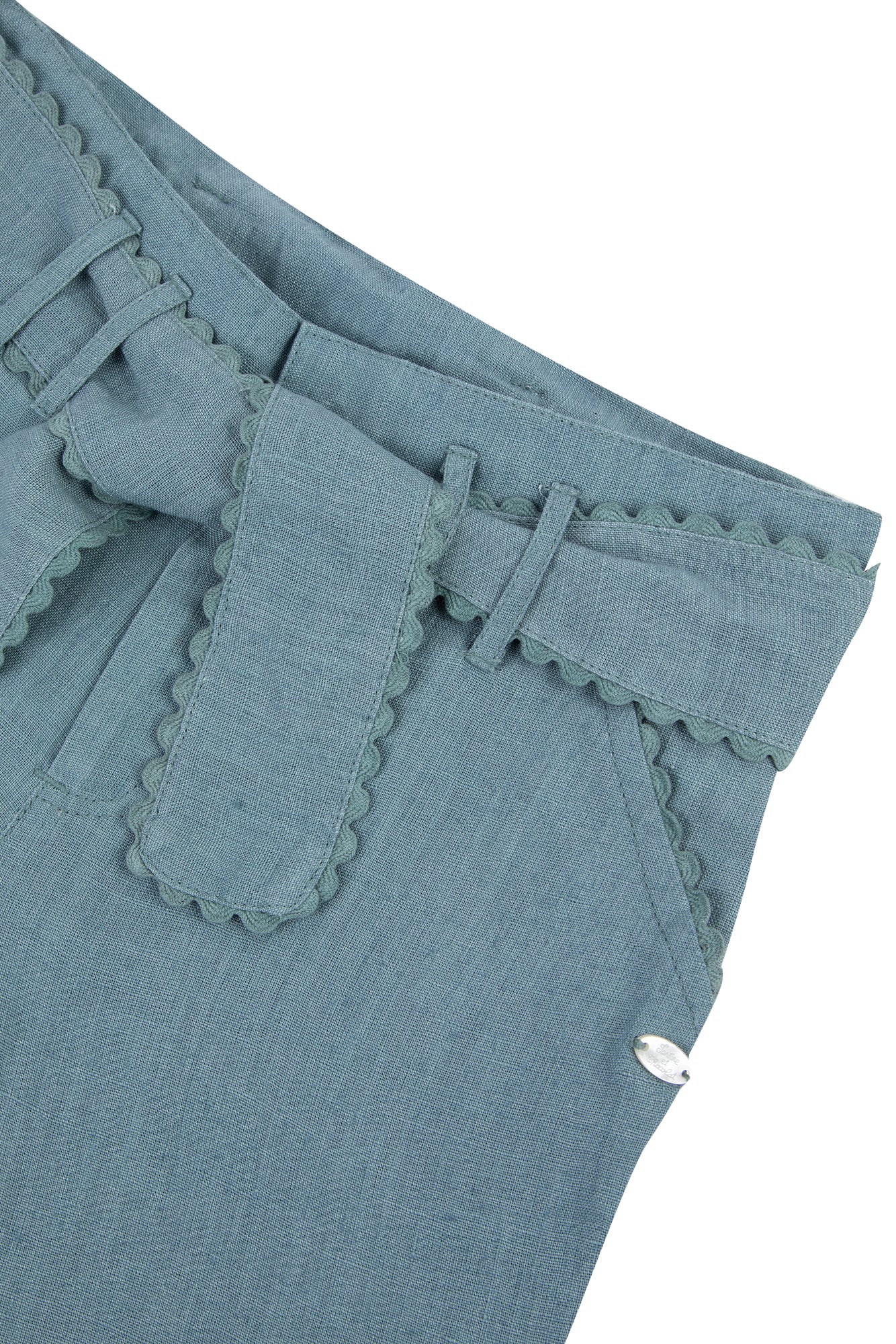 Promenade Romantique Linen Trousers - Celadon Green