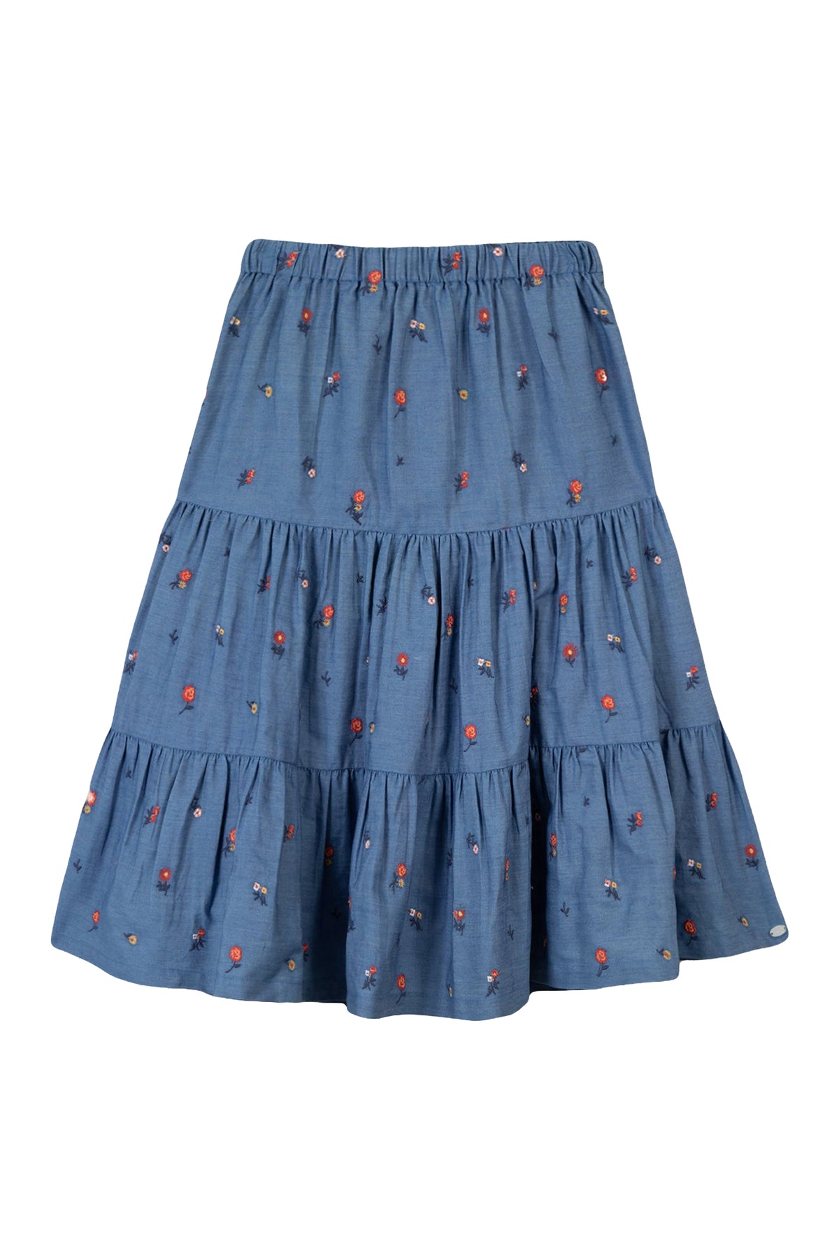 Jupe fleur d'hibiscus en coton - Denim