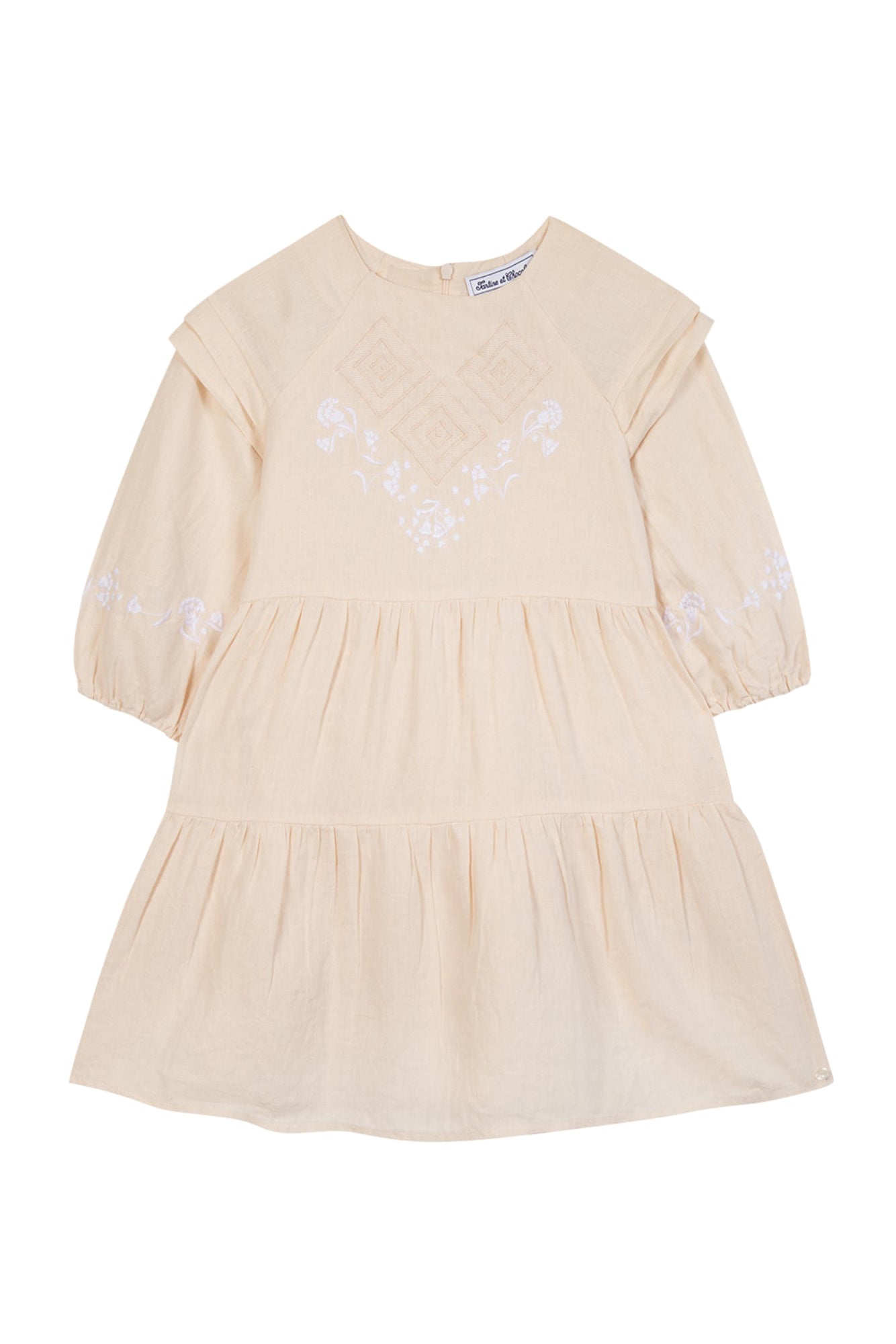 Romantic stroll dress in linen - Boutons De Rose