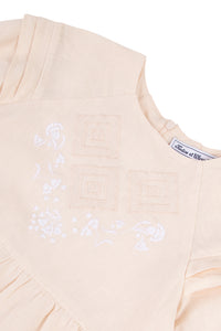 Romantic stroll dress in linen - Boutons De Rose
