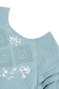Robe Promenade Romantique en lin - Vert Céladon
