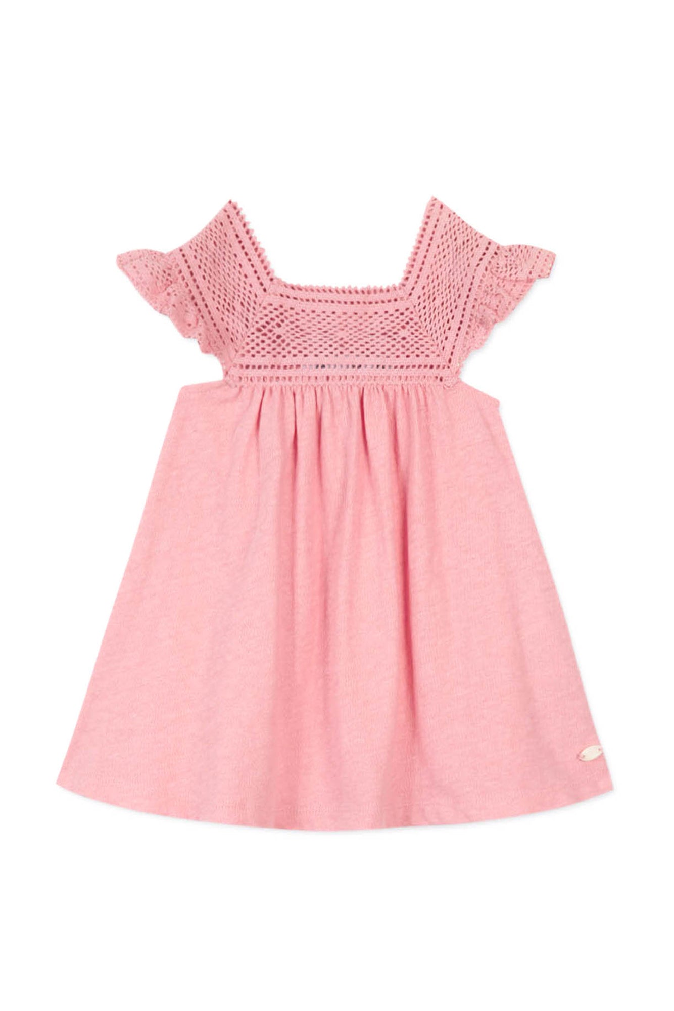 Baby Promenade Romantique dress in linen mix - Litchi