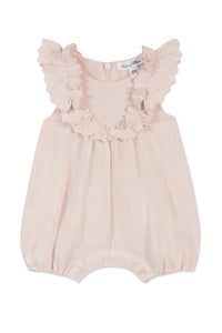 Premier Trousseau short jumpsuit in linen - Light pink