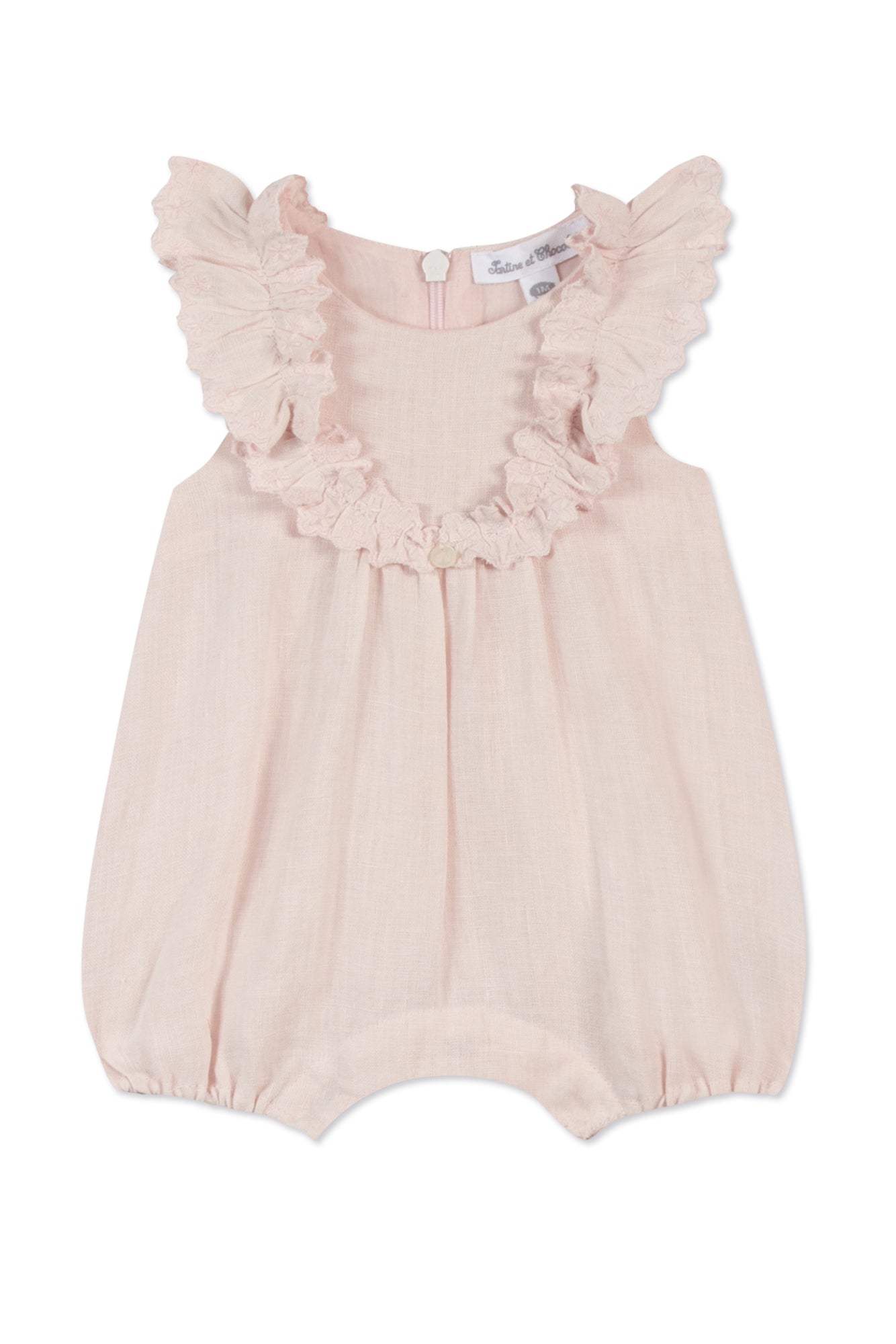 Premier Trousseau short jumpsuit in linen - Light pink