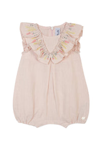Baby Promenade Romantique short jumpsuit in linen - Bouton De Rose