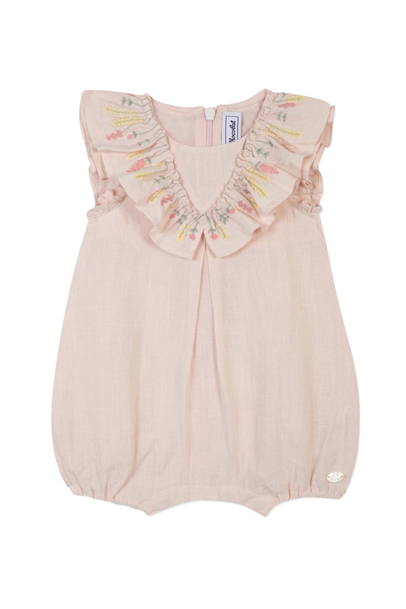 Baby Promenade Romantique short jumpsuit in linen - Bouton De Rose