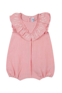 Baby Promenade Romantique short jumpsuit in linen - Litchi