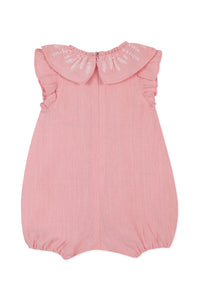 Baby Promenade Romantique short jumpsuit in linen - Litchi