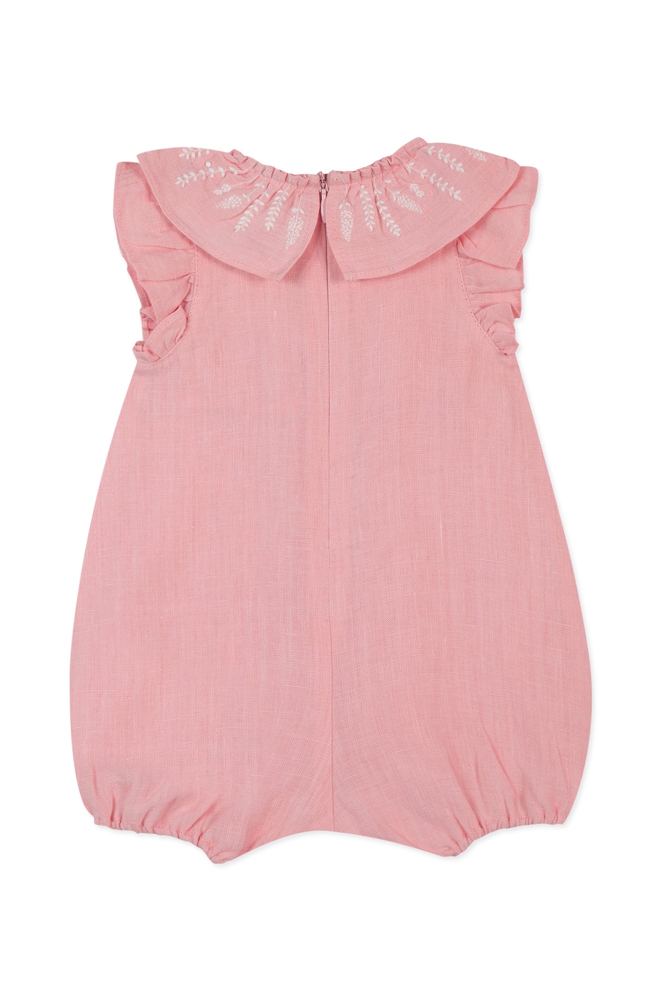 Baby Promenade Romantique short jumpsuit in linen - Litchi