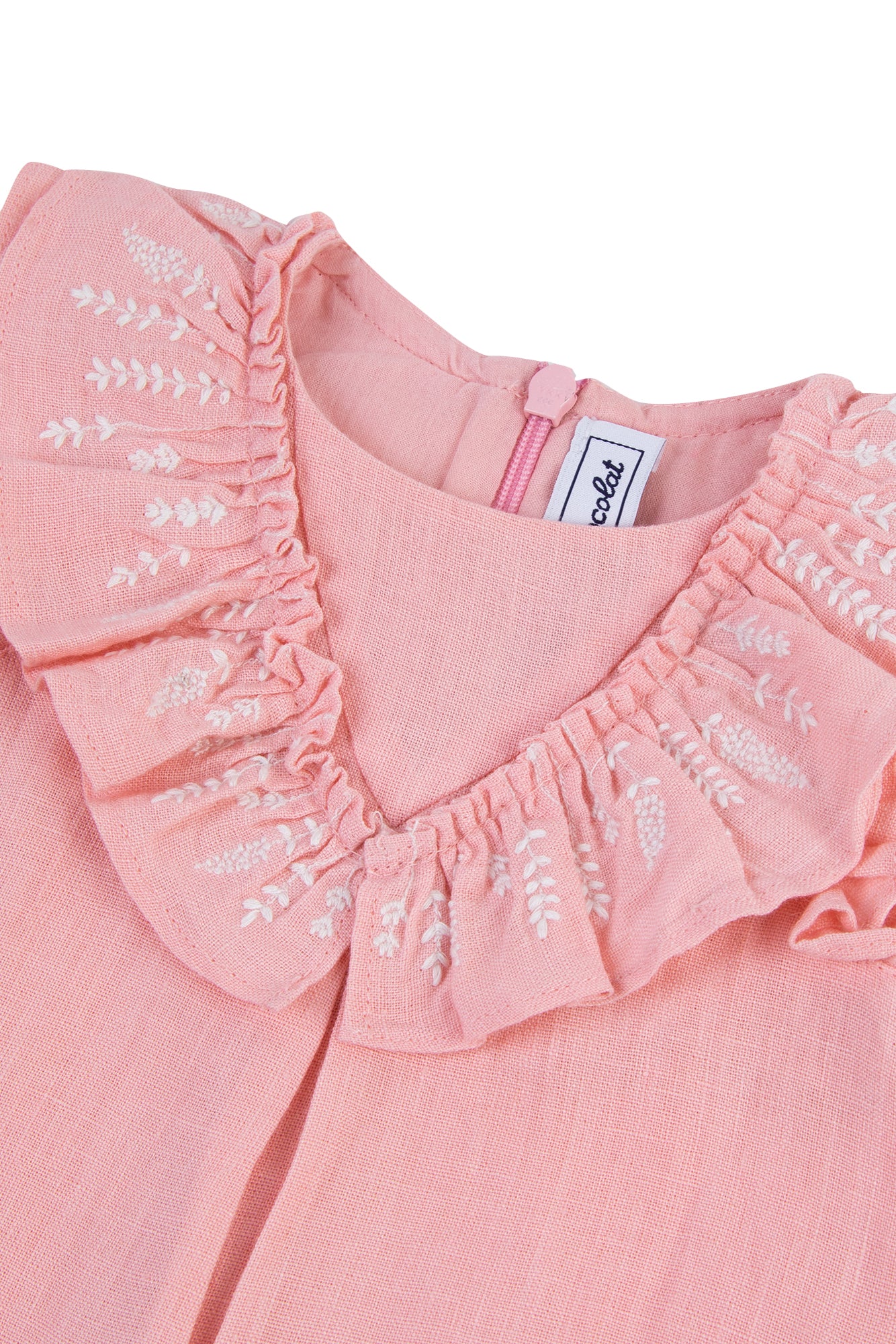 Baby Promenade Romantique short jumpsuit in linen - Litchi