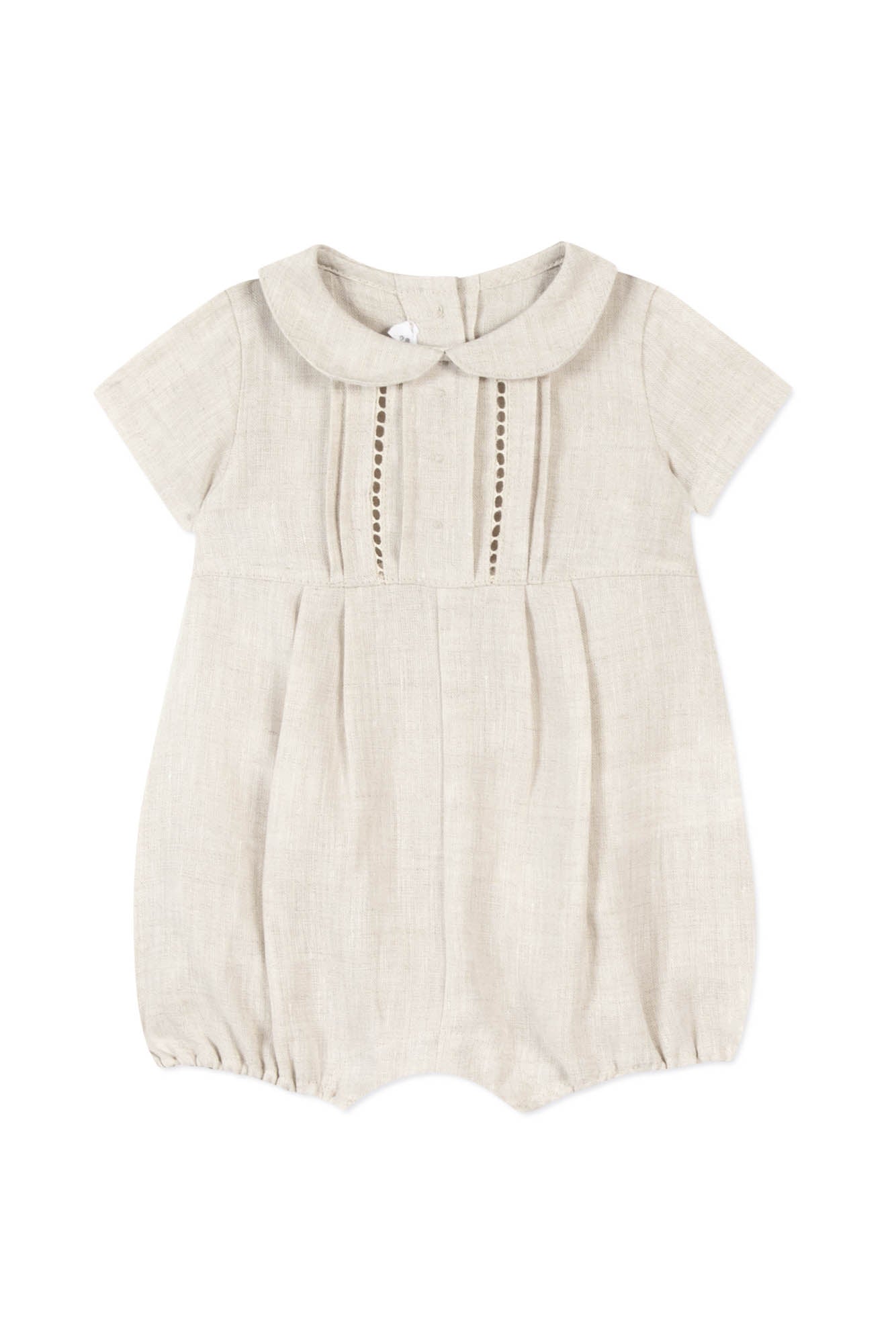 Premier Trousseau short jumpsuit in linen - Sable Chiné