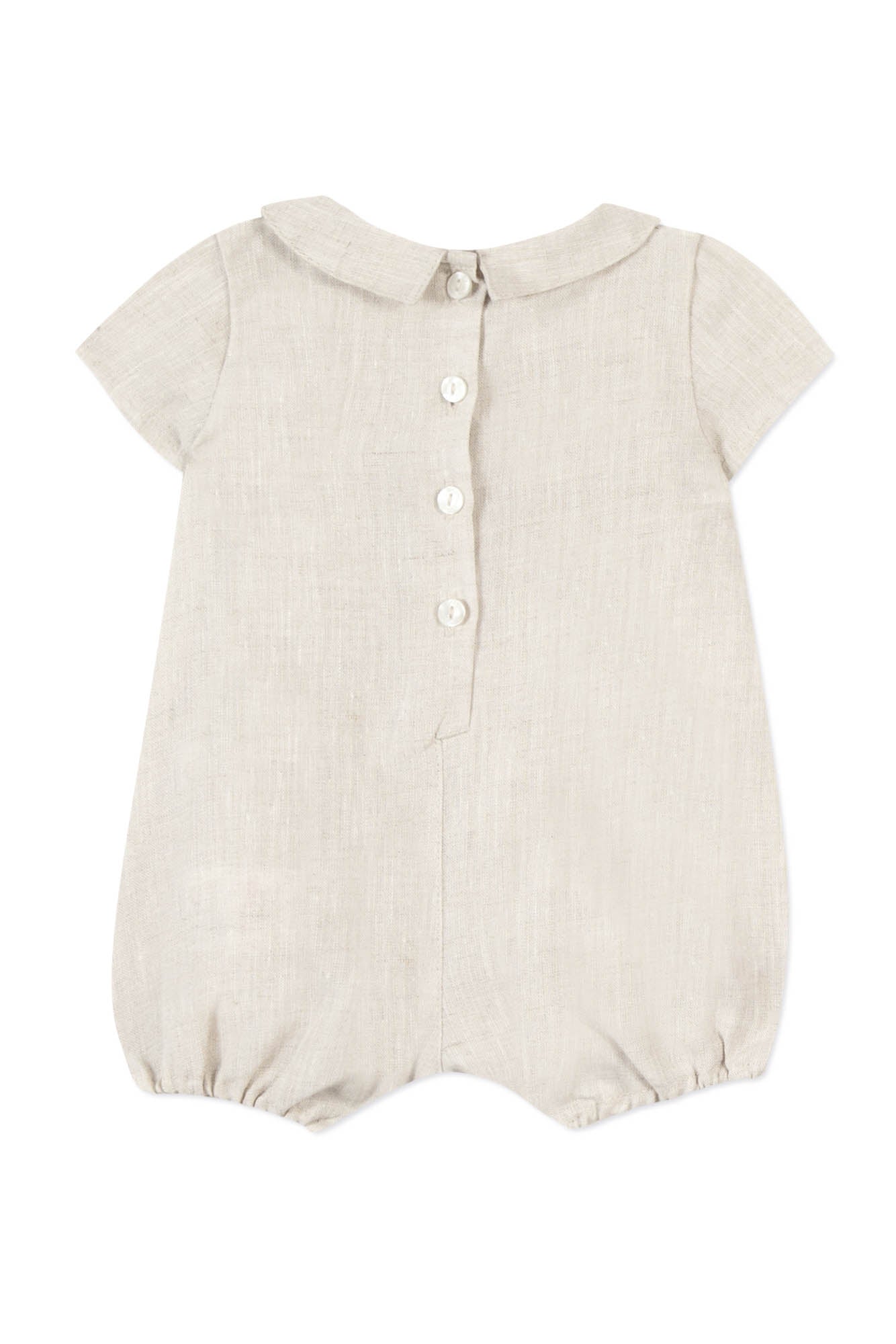 Premier Trousseau short jumpsuit in linen - Sable Chiné