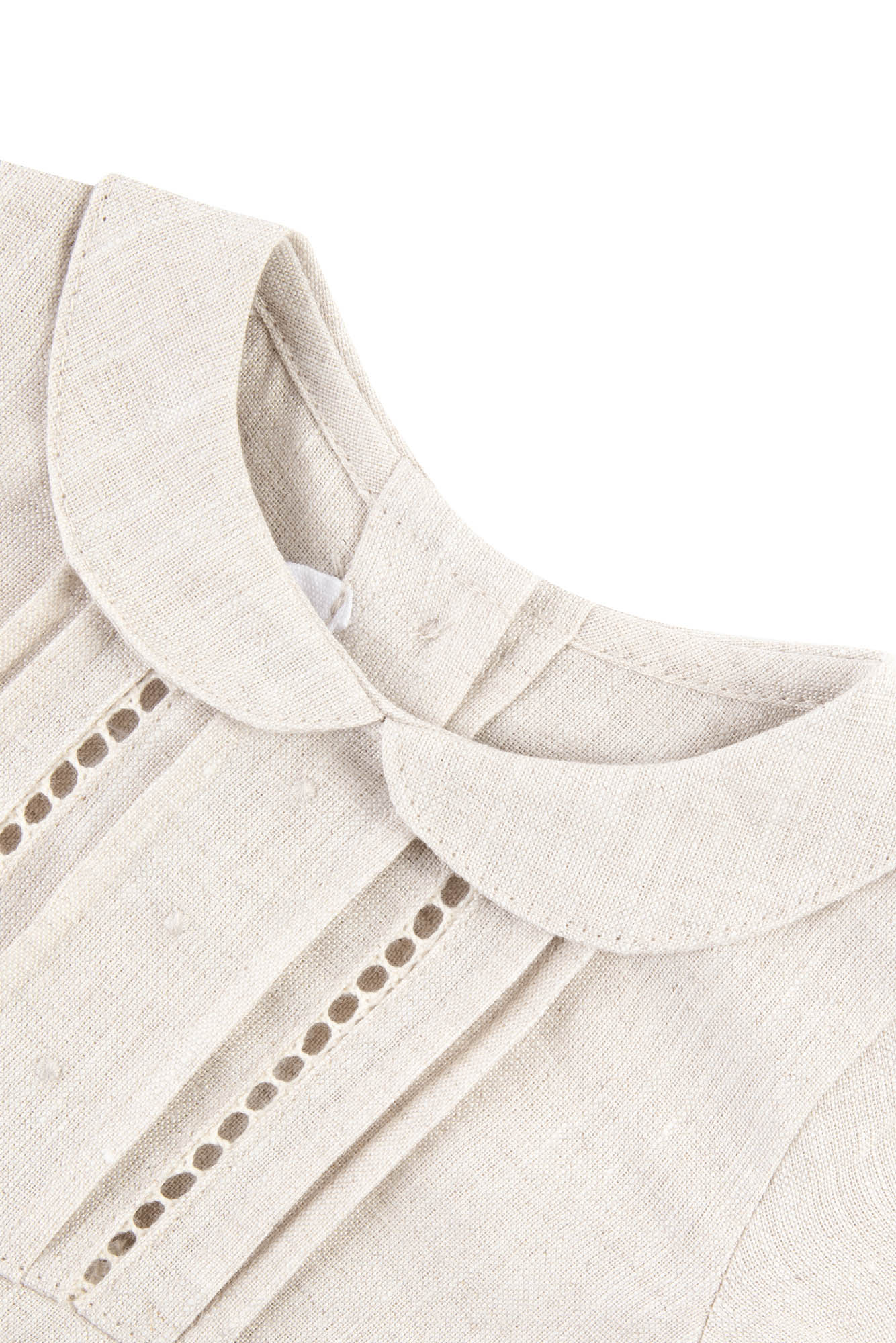 Premier Trousseau short jumpsuit in linen - Sable Chiné