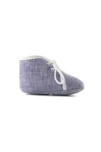 Bleu Grisé / Chaussons Premier Trousseau En Lin Mélangé - Bleu Grisé