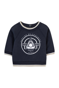 Sweatshirt Baby globe trotteur - Marine Blanchit