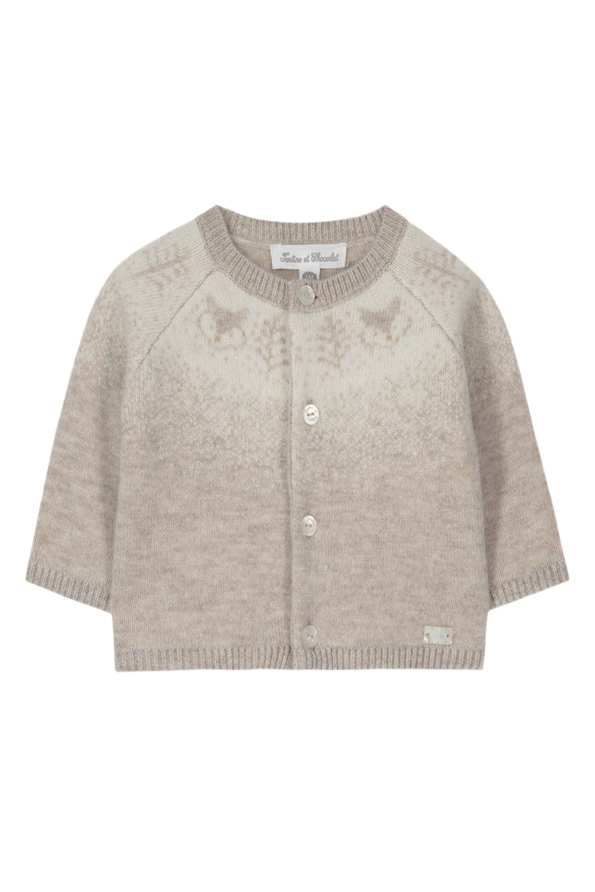 Gilet Premier trousseau en laine - Sable Chiné