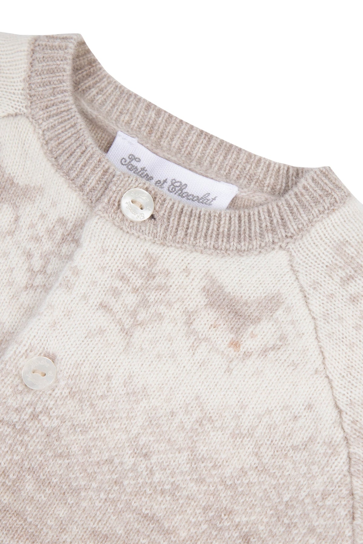 Gilet Premier trousseau en laine - Sable Chiné